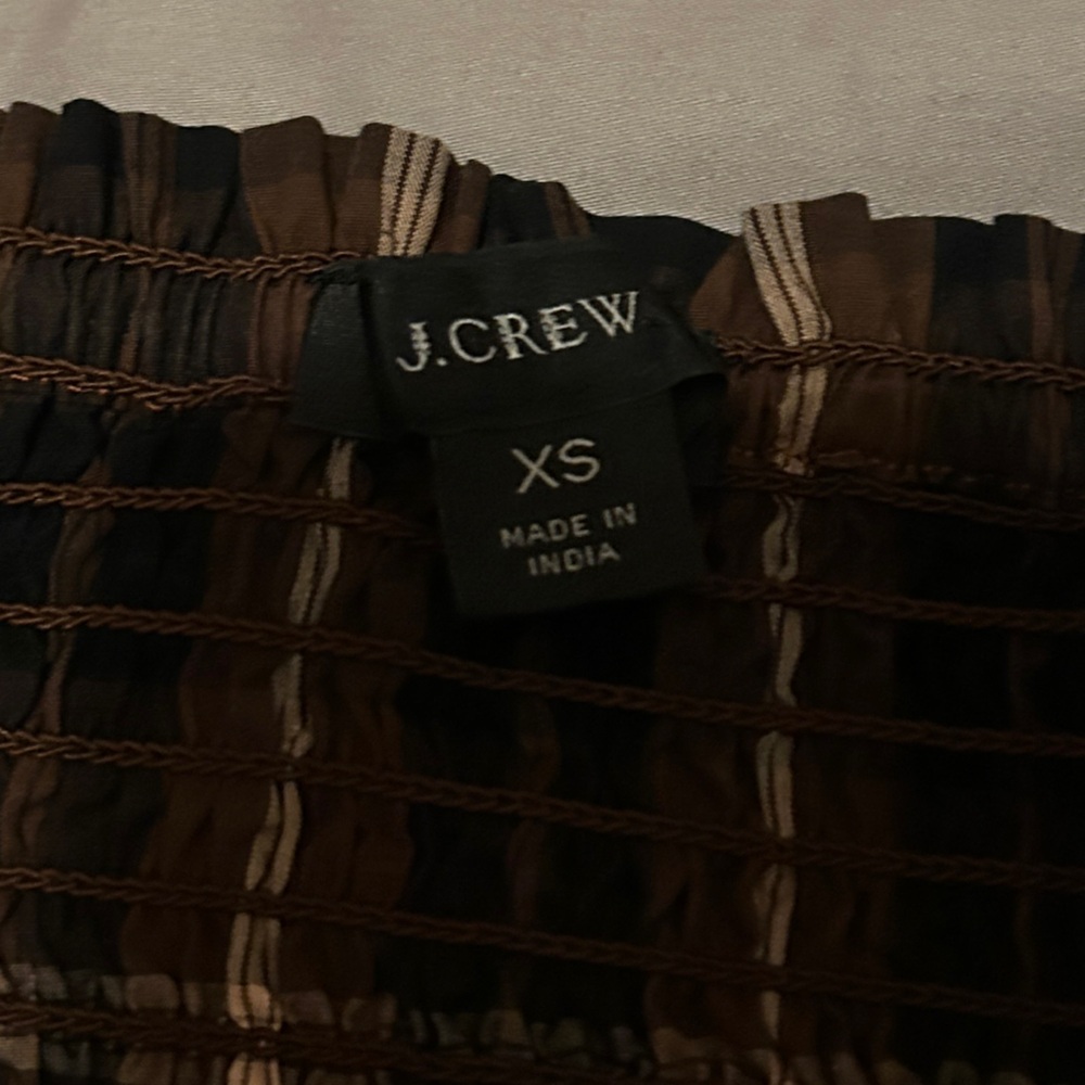 J Crew plaid print smocked midi dress in brown black Size XS - Picture 7 of 12